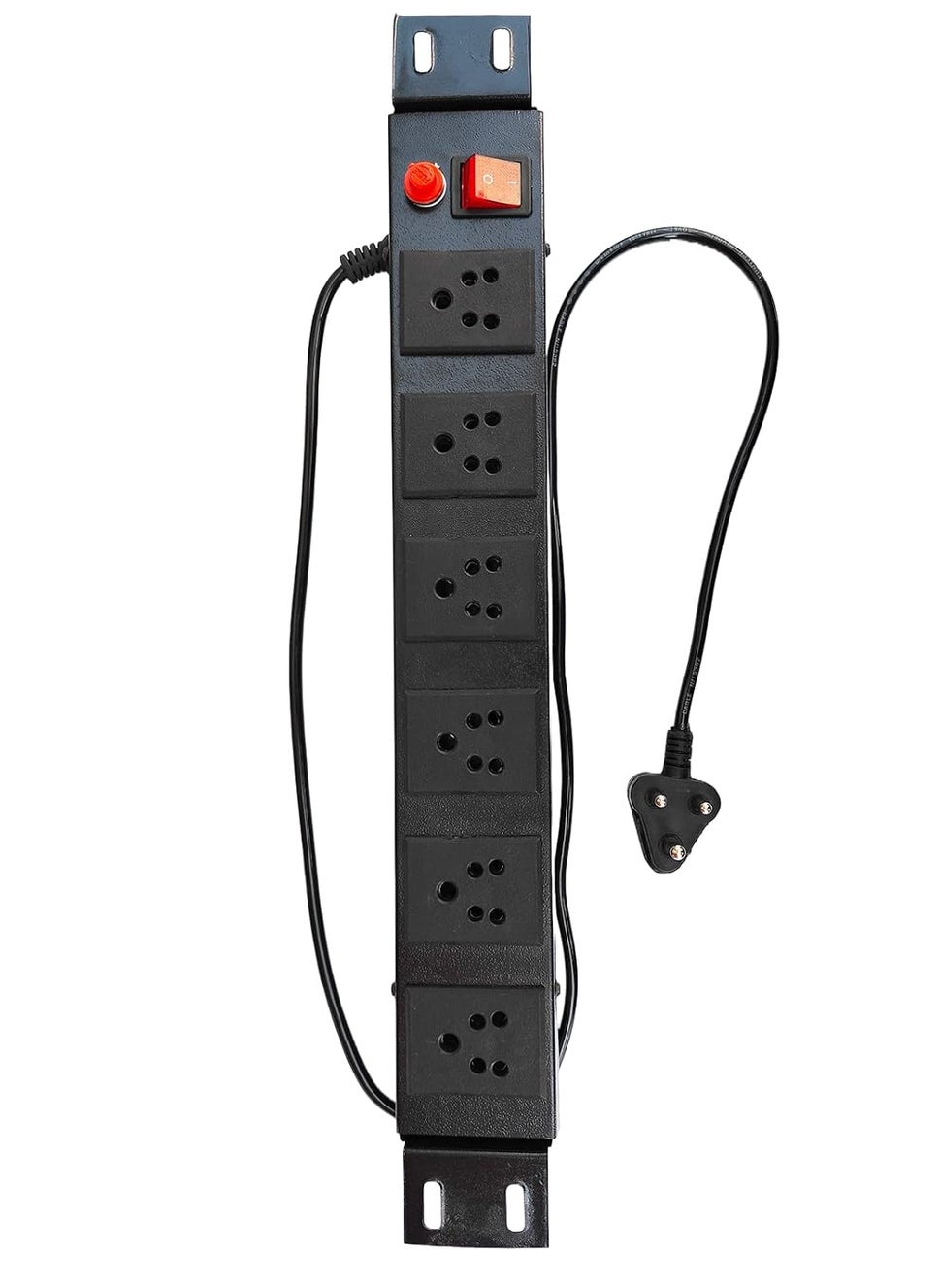 Generic KN - Extension Cord for Tv, Extension Cord Round Shape, Spike Guard Wall Mount, Commercial and Household Purpose, Fuse Protector 6 Socket in 1 Switch, with Power Cord -1.25 mtr - Black (Pack of 1)  - Image 3