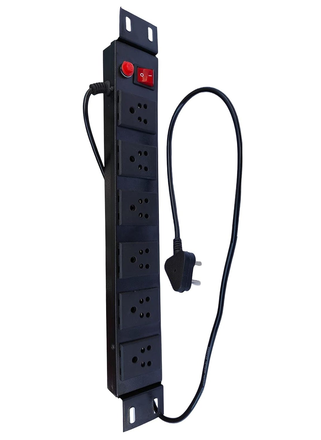 Generic KN - Extension Cord for Tv, Extension Cord Round Shape, Spike Guard Wall Mount, Commercial and Household Purpose, Fuse Protector 6 Socket in 1 Switch, with Power Cord -1.25 mtr - Black (Pack of 1)  - Image 1