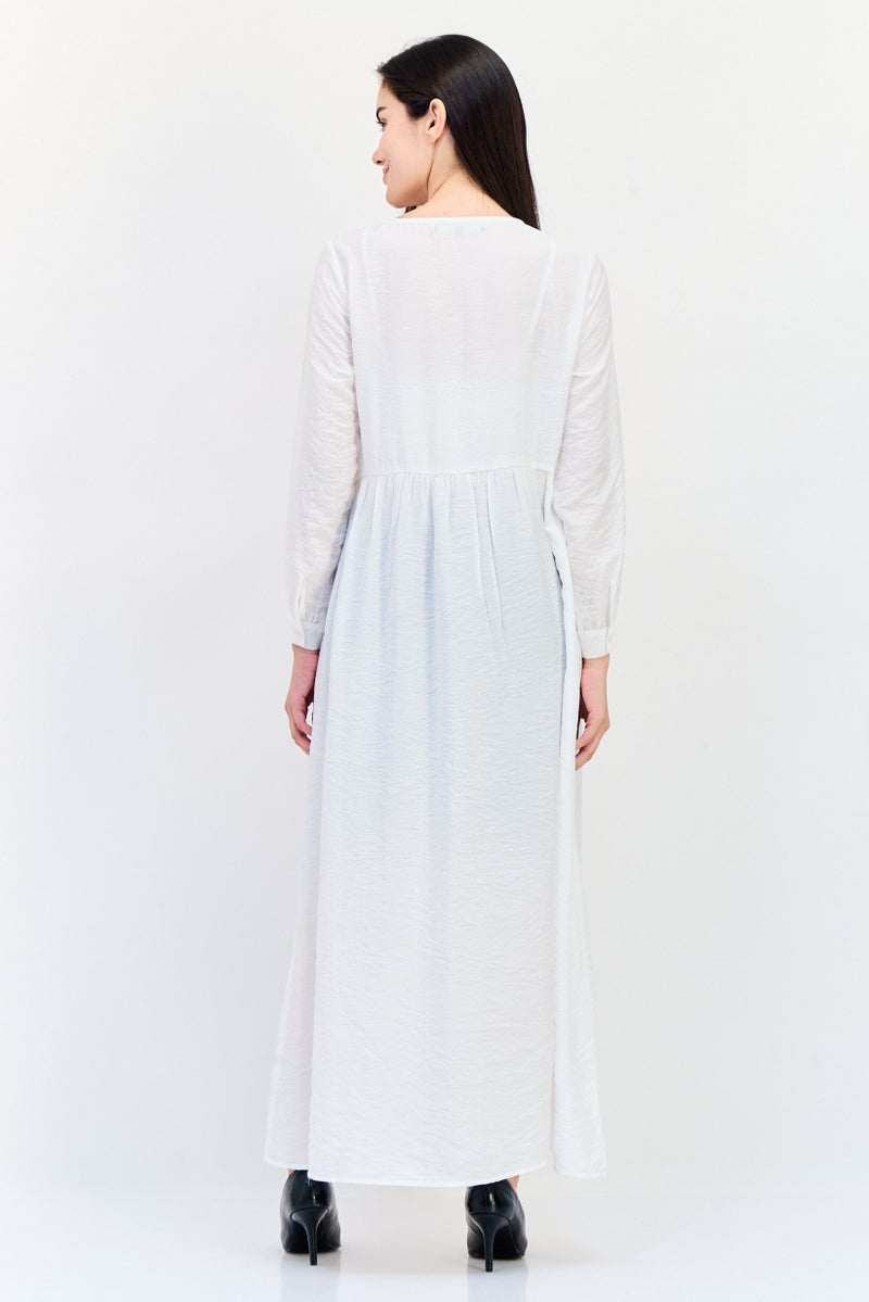 bebe Women Plain Maxi Dress, White - Image 3