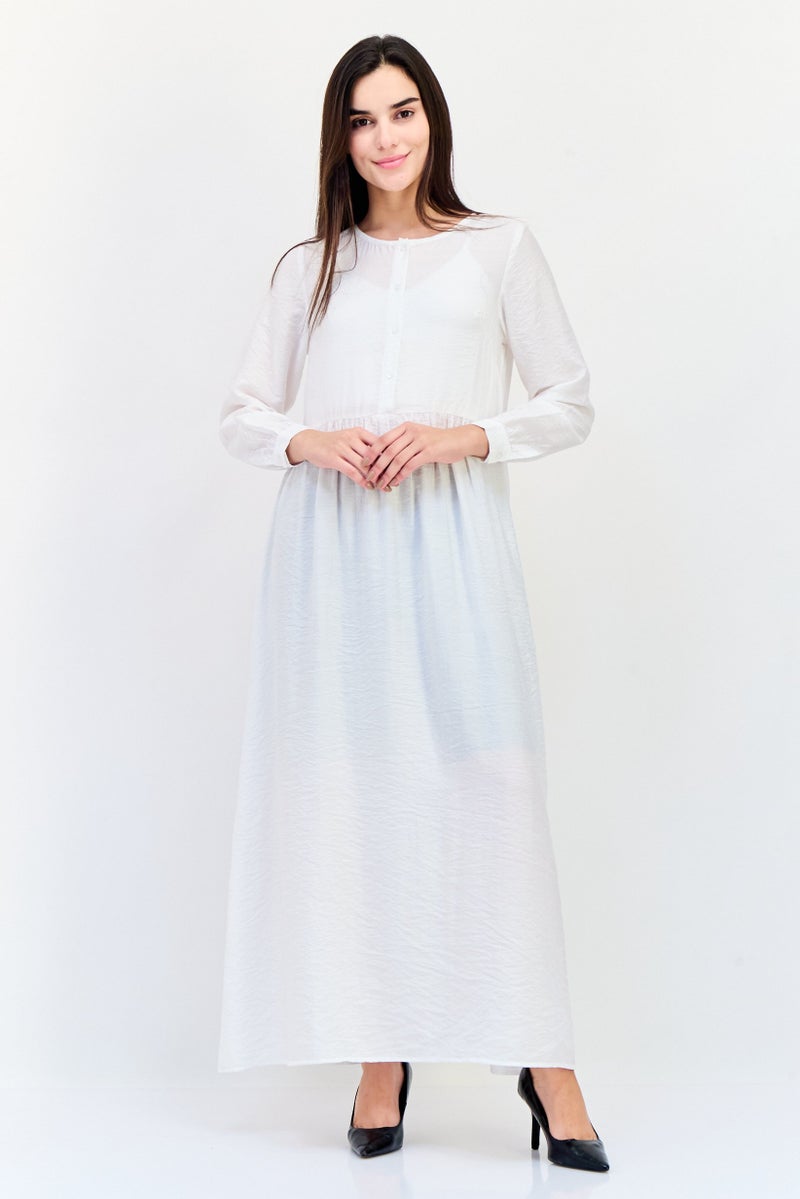 bebe Women Plain Maxi Dress, White - Image 1