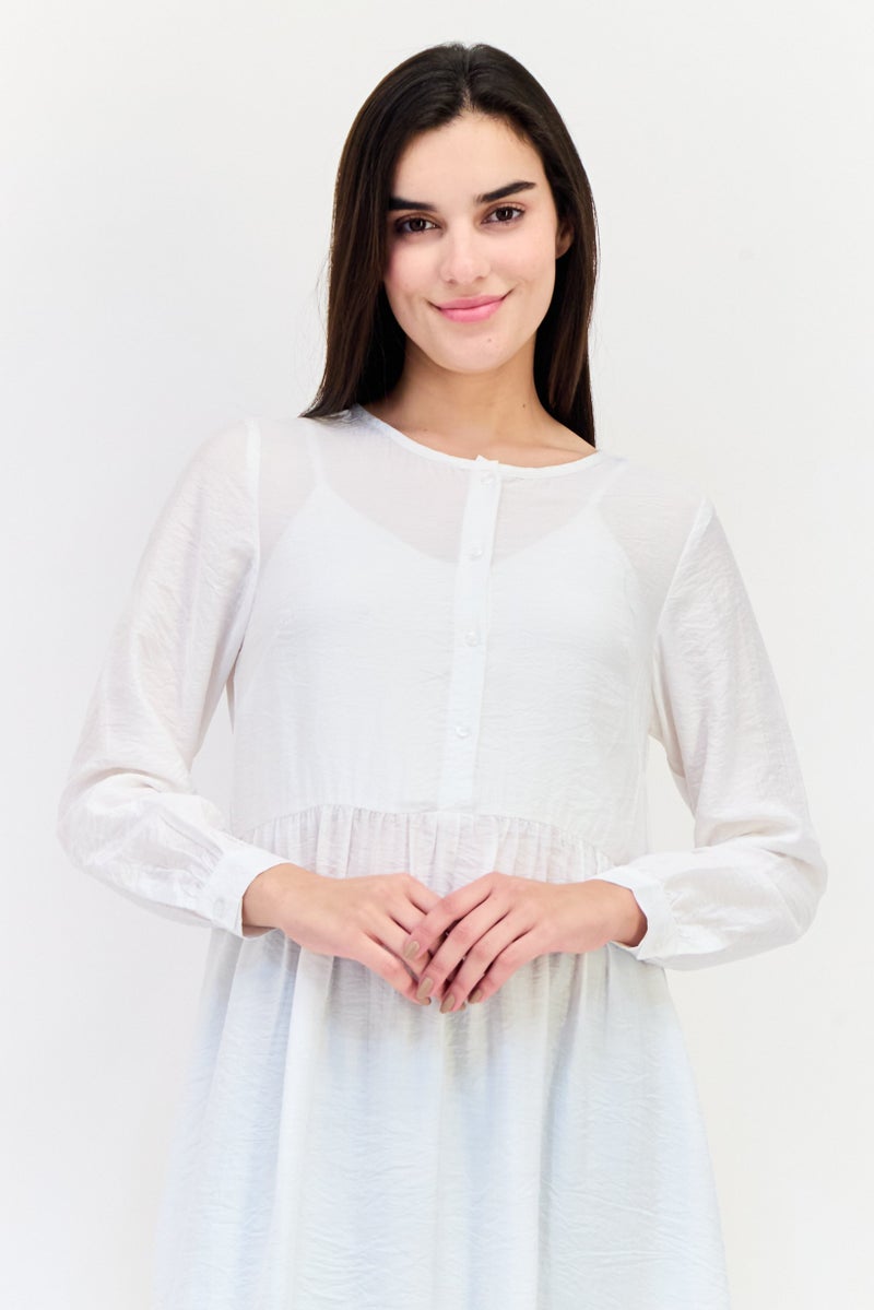 bebe Women Plain Maxi Dress, White - Image 4