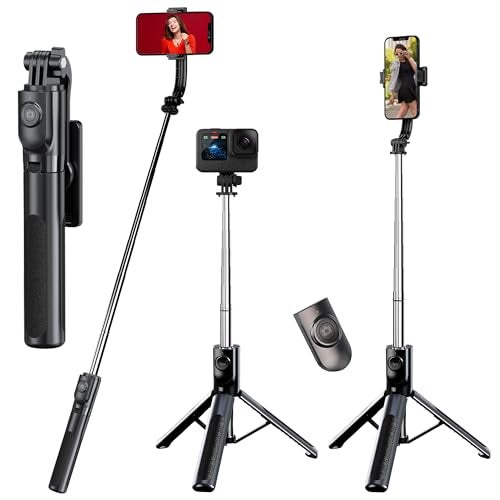 WeCool S2-Ultra Selfie Stick Tripod, 7sec Telescopic Pole with 45inc/115cm extendable Selfie Stick, Wireless Bluetooth Remote for Photoshoot & Vlogging, Compatible with iPhone & Android - Image 1