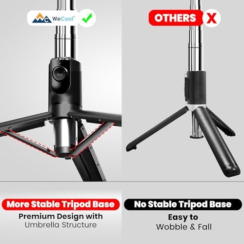 WeCool S2-Ultra Selfie Stick Tripod, 7sec Telescopic Pole with 45inc/115cm extendable Selfie Stick, Wireless Bluetooth Remote for Photoshoot & Vlogging, Compatible with iPhone & Android - Image 2