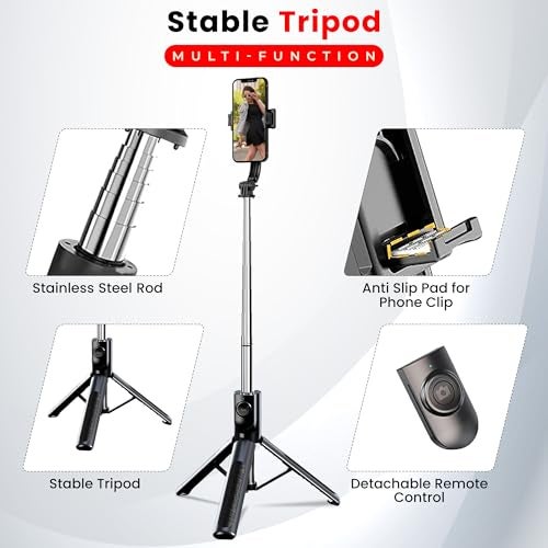 WeCool S2-Ultra Selfie Stick Tripod, 7sec Telescopic Pole with 45inc/115cm extendable Selfie Stick, Wireless Bluetooth Remote for Photoshoot & Vlogging, Compatible with iPhone & Android - Image 4