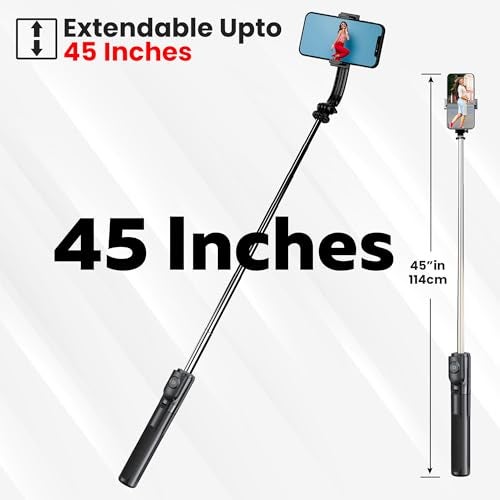 WeCool S2-Ultra Selfie Stick Tripod, 7sec Telescopic Pole with 45inc/115cm extendable Selfie Stick, Wireless Bluetooth Remote for Photoshoot & Vlogging, Compatible with iPhone & Android - Image 3