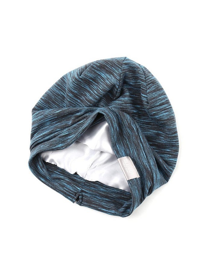 ELIHAIR Kids Beanie Sleep Hats Bonnet For Night Sleeping Cap Silky Lined Satin Bonnet With Adjustable Elastic Band For Teens Toddler Child Natural Curly Frizzy Hair Cover(Blue Black)  - Image 4