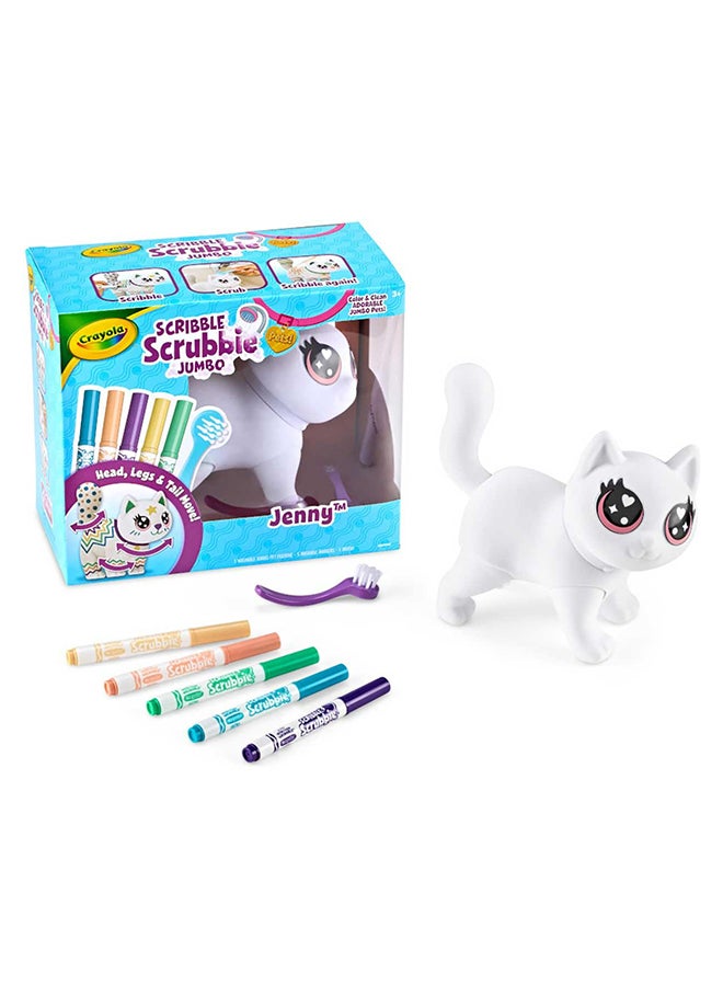 Crayola Scribble Scrubbie Jumbo, Large Posable Animal Toy, 6 Inches, Toy Cat for Girls & Boys, Animal Grooming Toy 3 years + - Image 1