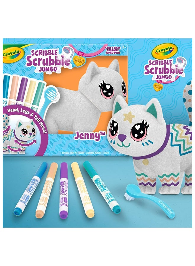 Crayola Scribble Scrubbie Jumbo, Large Posable Animal Toy, 6 Inches, Toy Cat for Girls & Boys, Animal Grooming Toy 3 years + - Image 3