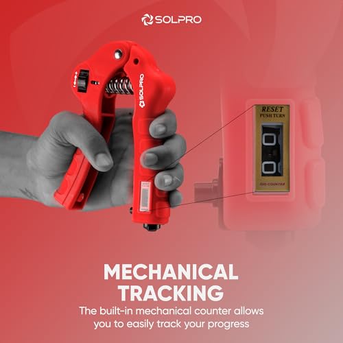 Solpro Grippax Adjustable Hand Grip Strengthener with Mechanical Counter for Men & Women | Adjustable 5 to 60 kg Resistance | Forearm, Wrist & Finger Strengthener | Home, Gym & Rehab Workouts (Red) - Image 3