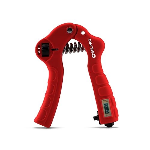 Solpro Grippax Adjustable Hand Grip Strengthener with Mechanical Counter for Men & Women | Adjustable 5 to 60 kg Resistance | Forearm, Wrist & Finger Strengthener | Home, Gym & Rehab Workouts (Red) - Image 1