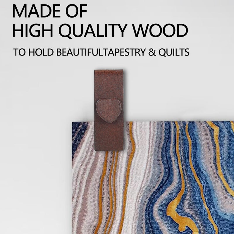 Dvehdbay 4 Quilt Hanger for Wall for Display - Tapestry Hangers for Walls, Wooden Rug Hangers for Wall Hangings, Decorate with Your Blanket and Tapestry Hanger, Quilt Rack Clamps for Mount (Brown) - Image 5
