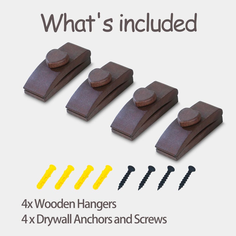 Dvehdbay 4 Quilt Hanger for Wall for Display - Tapestry Hangers for Walls, Wooden Rug Hangers for Wall Hangings, Decorate with Your Blanket and Tapestry Hanger, Quilt Rack Clamps for Mount (Brown) - Image 4