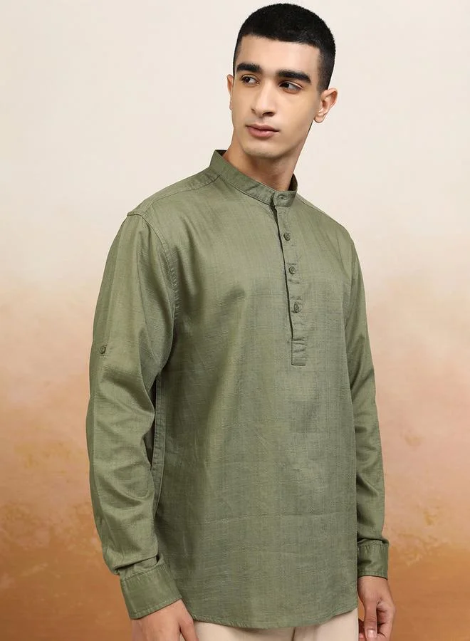 HIGHLANDER HIGHLANDER Relaxed Fit Mandarin Collar Shirt