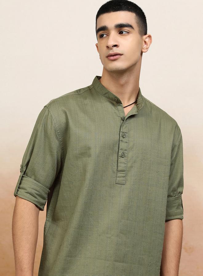 HIGHLANDER Relaxed Fit Mandarin Collar Shirt - Image 1