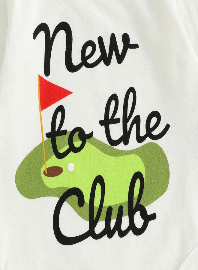 Lenjindjer Newborn Baby Boy Fall Golf Outfit Long Sleeve New to The Club Romper Golf Print Pants Hat 3pcs Coming Home Outfits (White, 3-6 Months) - Image 5