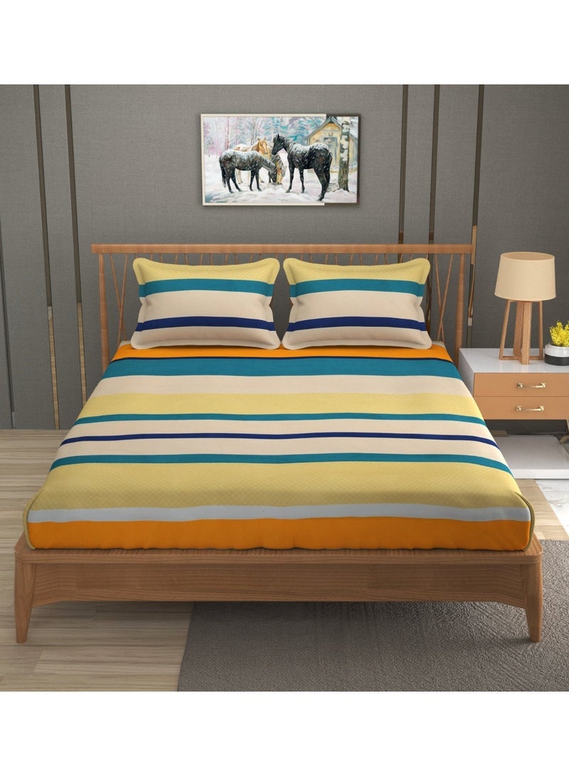 AURIO Premium Queen Size Flat Bedsheet with 2 Matching Pillowcases – Luxury Modern Design – Oversized Comfort (260x240 cm) Soft, Breathable Microfiber Bedding Set for All Seasons - Image 2