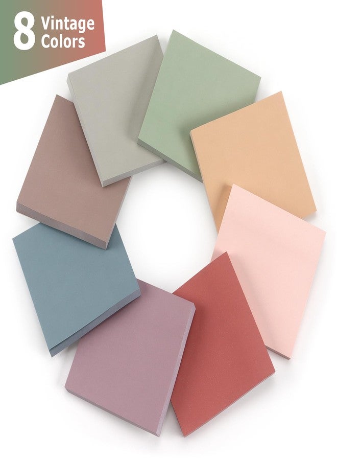OSBOO Sticky Notes 3x3 Self-Stick Notes Pads with 8 Morandi Colors, Easy to Post for Office, School, Home, 8 Pads/Pack, 80 Sheets/Pad - Image 2