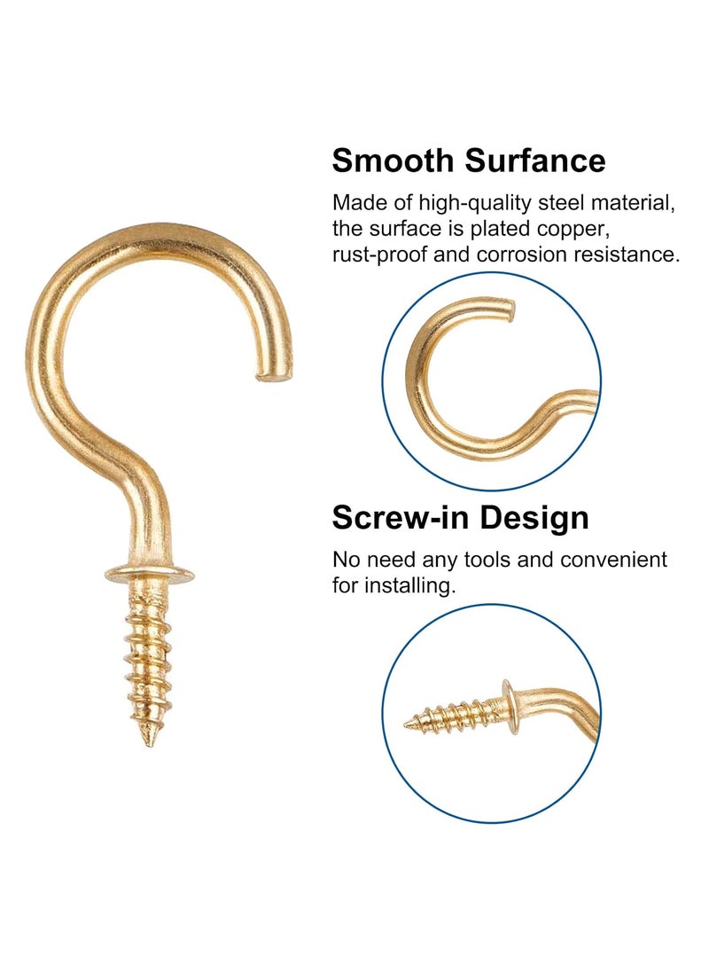 INCREWAY INCREWAY 50pcs 78 Inch Ceiling Hooks Brass Plated Screw Hooks Cup Hooks  - Image 4