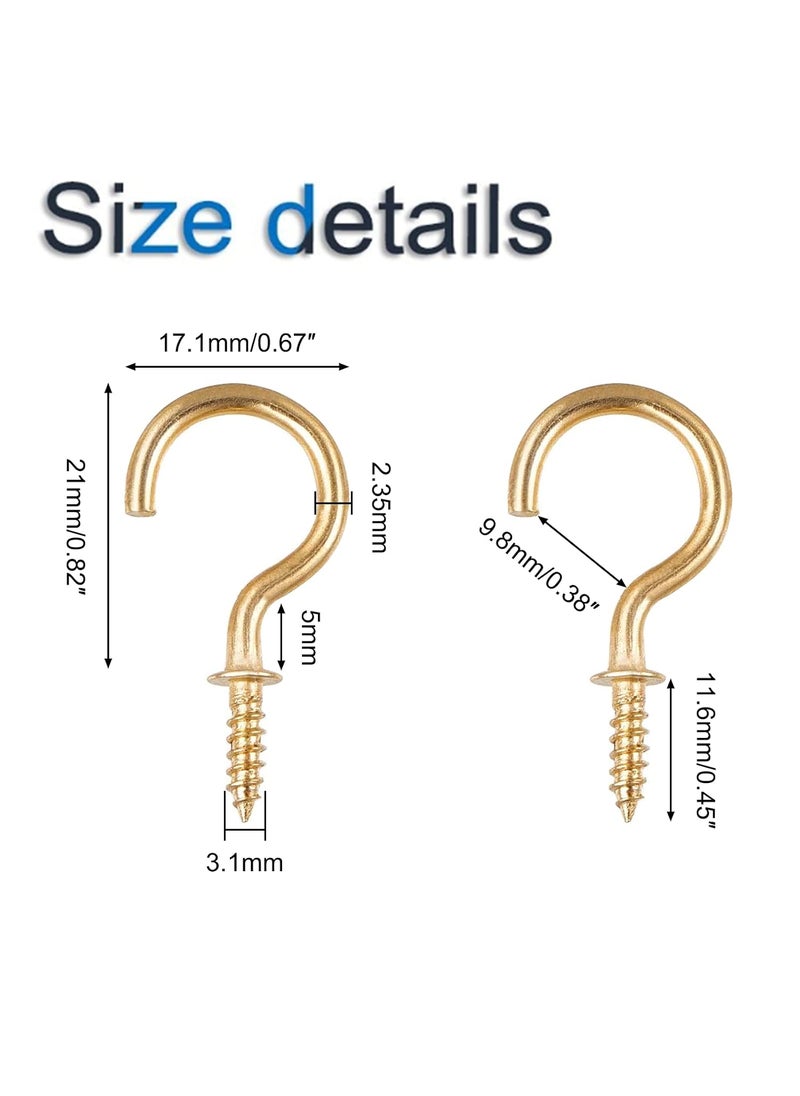 INCREWAY INCREWAY 50pcs 78 Inch Ceiling Hooks Brass Plated Screw Hooks Cup Hooks  - Image 2