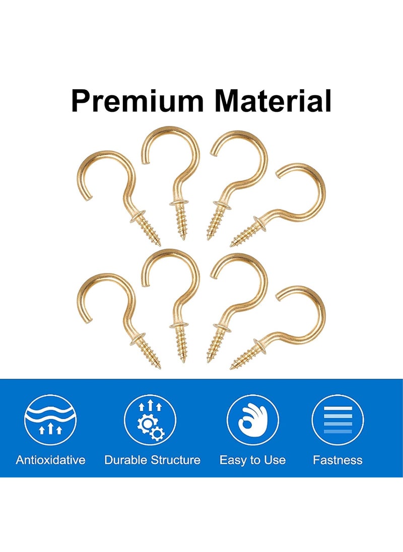 INCREWAY INCREWAY 50pcs 78 Inch Ceiling Hooks Brass Plated Screw Hooks Cup Hooks  - Image 3