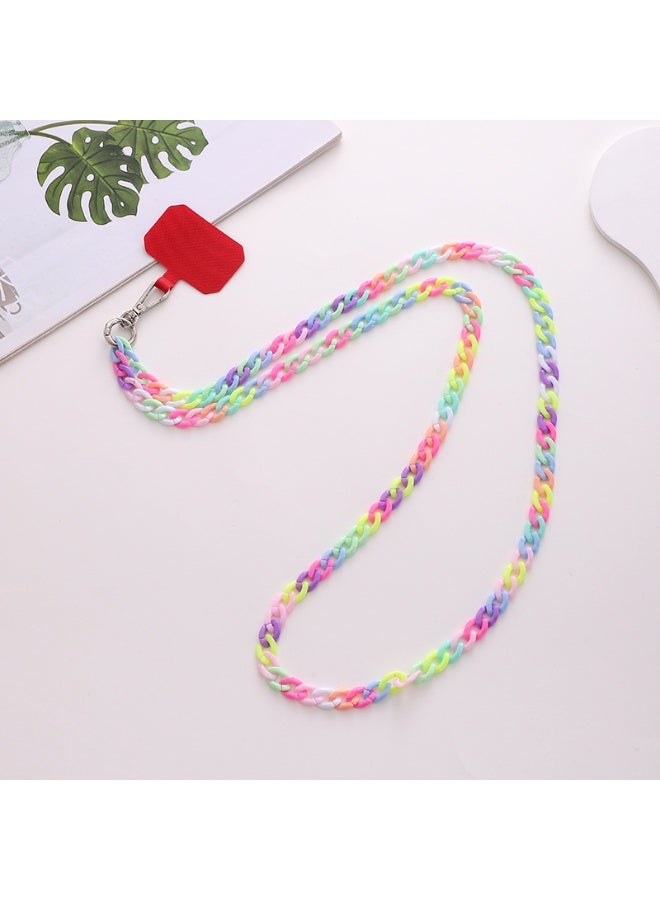 NIBEMINENT Beaded Phone Lanyard, Anti Lost Removable Wrist Strap, Colored Acrylic Buckle Diagonal Crossing Bracelet Pendant, Phone Keychain Lanyard