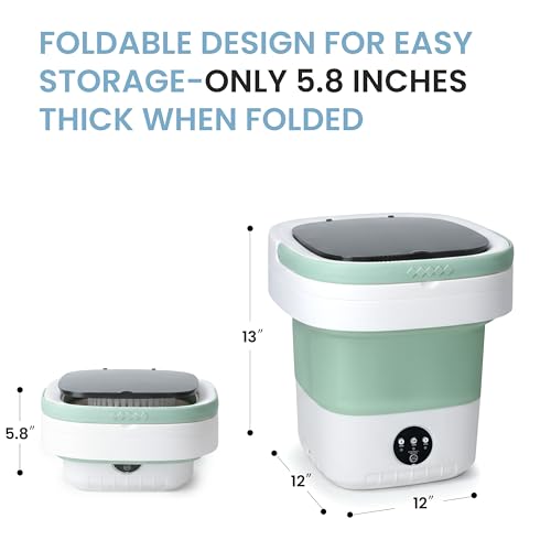 Simple Deluxe Portable Foldable Washing Machine 16L LargeCapacity Mini Washer for Baby Clothes Underwear Travel Laundry Lightweight TPE Silicone Washer for Apartments Dorms CampingGreen - Image 3