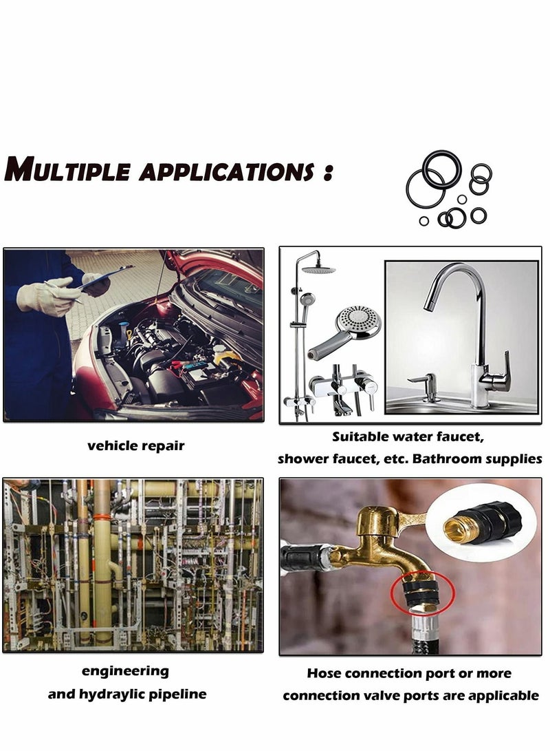 KASTWAVE Rubber O Ring Set, 24 Size 800 PCS Black Small Rings Assortment Kits, Assorted Metric Sealing Washer for Automotive Faucet Pressure Plumbing Repair, Air or Gas Connections and Heat - Image 5