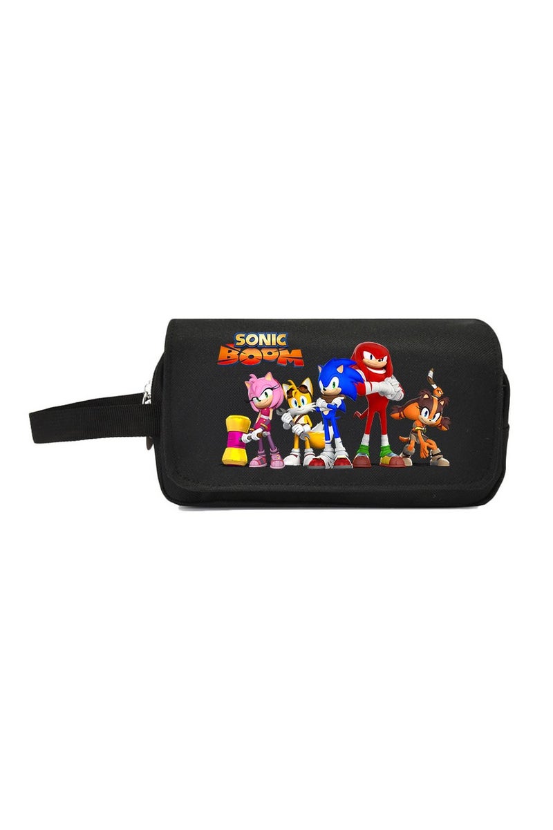 general Sonic the Hedgehog Cartoon Anime Canvas Pencil Case Large Capacity Stationery Case for Students - Image 1