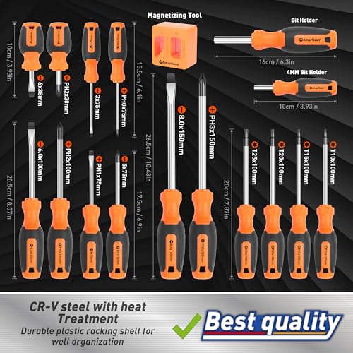 Amartisan 86-Piece Magnetic Screwdrivers Set with Case, Includs Slotted, Phillips, Hex, Pozidriv,Torx and Precision Screwdriver Set, Magnetizer Demagnetizer Tools, Tools for Men - Image 4