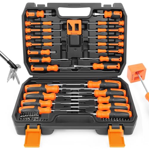 Amartisan 86-Piece Magnetic Screwdrivers Set with Case, Includs Slotted, Phillips, Hex, Pozidriv,Torx and Precision Screwdriver Set, Magnetizer Demagnetizer Tools, Tools for Men - Image 1