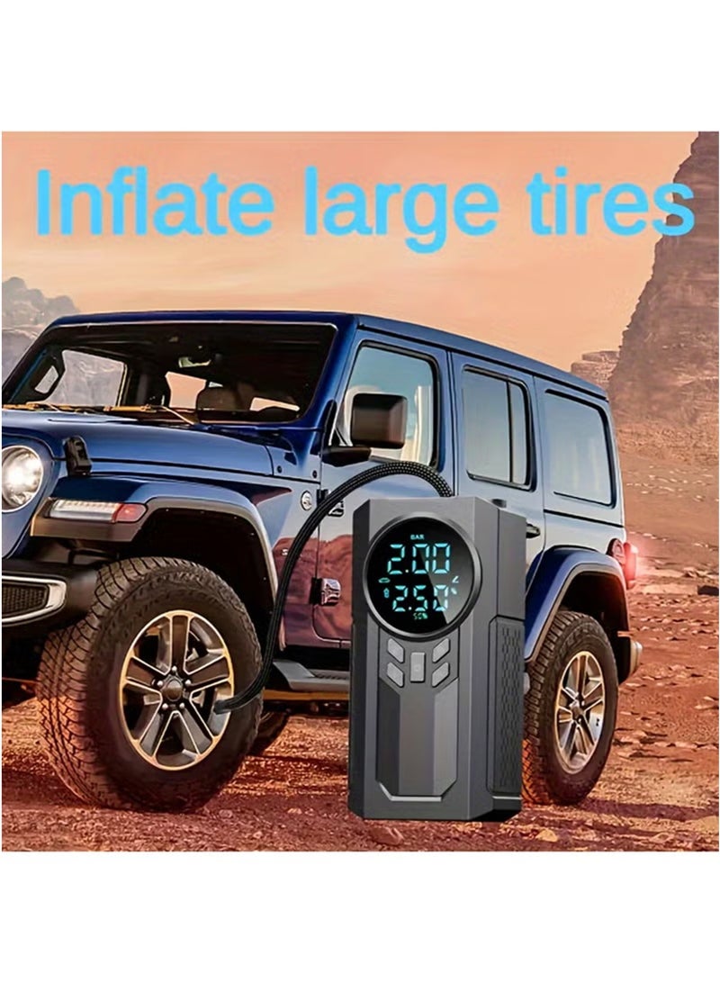Generic Portable Cordless Car Battery Emergency Starter, Tire Air Pump, Air Compressor To Easily Inflate Tires, LED Display, With Flashlight, Mobile Power Supply, Large Capacity Storage  - Image 3