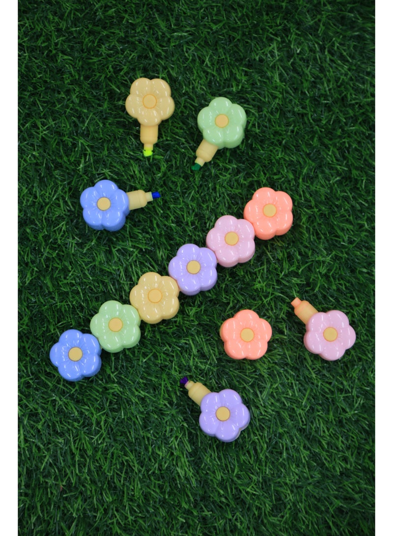 KIKA 5 Color Stackable Flower Highlighters – Cute Pastel Marker Set - Image 2