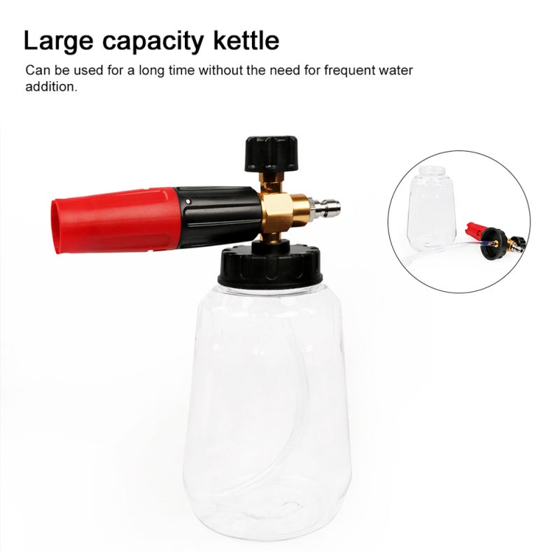 Car Cleaning Foam Washer: 1/4 Quick Plug Interface, Thickened Transparent Wear-Resistant Kettle - Corrosion-Resistant Foam Generator Heads, 3 Knobs For Foam Adjustment For Car Washing - Image 3