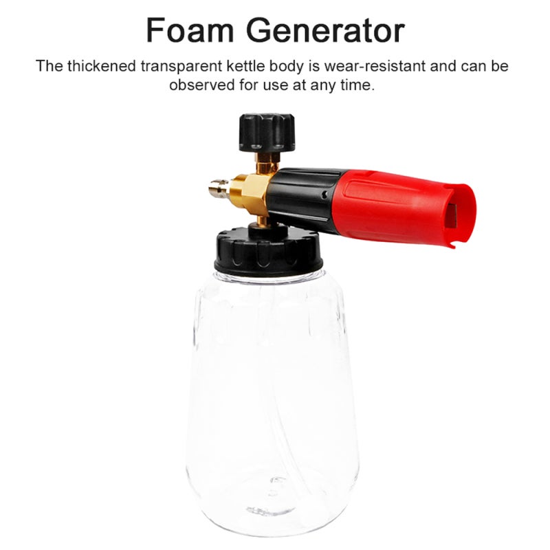 Car Cleaning Foam Washer: 1/4 Quick Plug Interface, Thickened Transparent Wear-Resistant Kettle - Corrosion-Resistant Foam Generator Heads, 3 Knobs For Foam Adjustment For Car Washing - Image 2