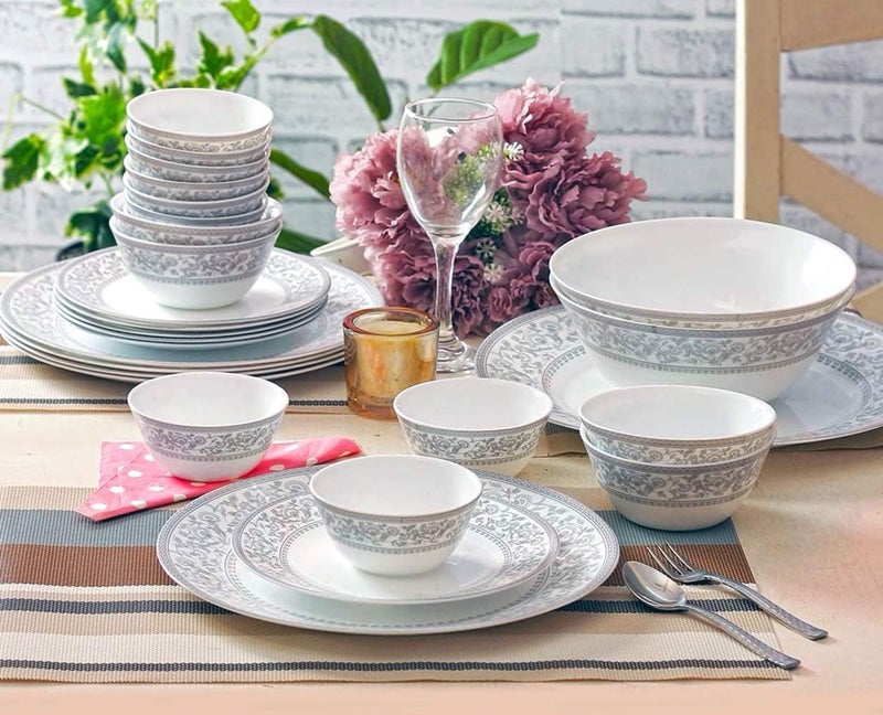 Crocera LaOpala Diva Persian Silver Large Dinner Plate Set of 6 pcsSovrana Collection11 inch Opalglass - Image 2