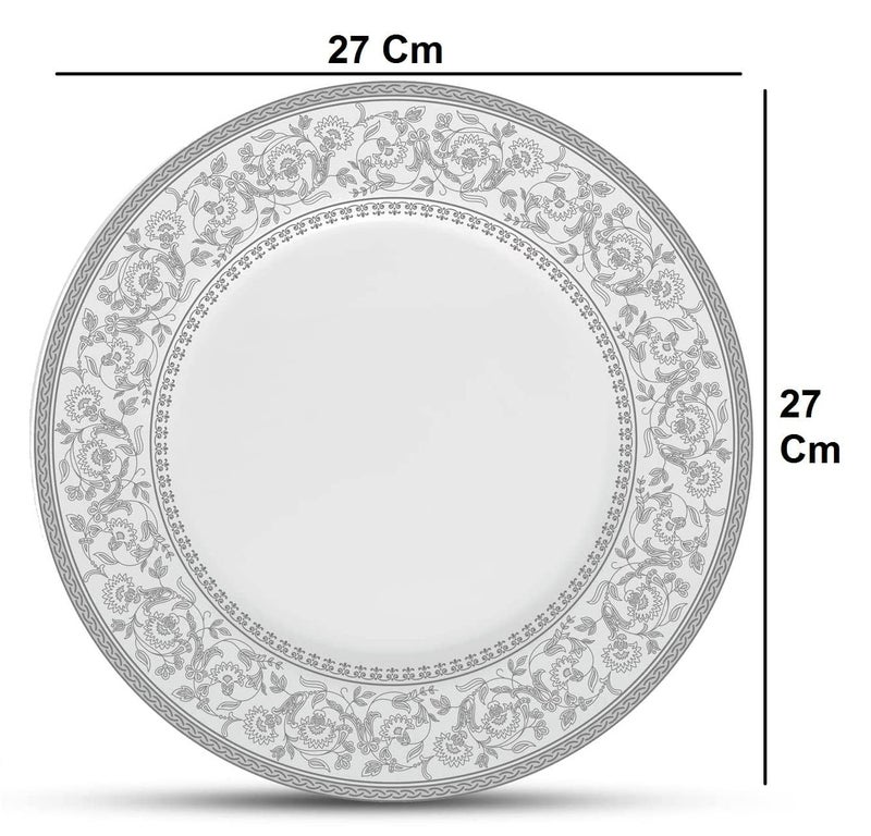 Crocera LaOpala Diva Persian Silver Large Dinner Plate Set of 6 pcsSovrana Collection11 inch Opalglass - Image 4