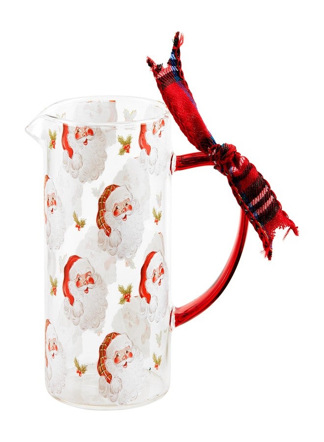 Mud Pie Classic Glass Bud Vase, Repeat Santa, 6" x 4 3/4" - Image 1