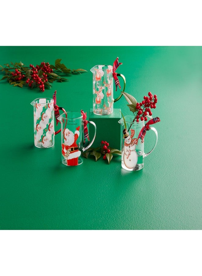 Mud Pie Classic Glass Bud Vase, Repeat Santa, 6" x 4 3/4" - Image 2