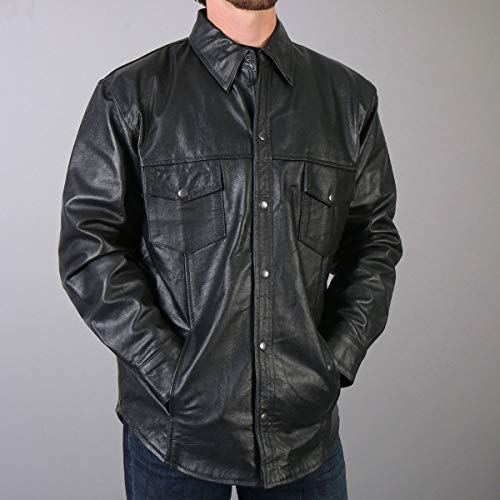 Hot Leathers قميص جلد رجالي من هوت ليذرز (أسود، XXX-كبير) - Image 1