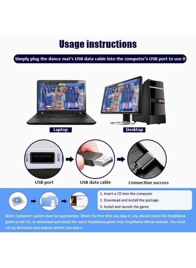 KISSUN PC USB Dancing Mat, Non-Slip DDR USB Dance Pad Controller with USB Cable, Fitness Body Building Dancing Mat, for PC Windows 98/2000/ XP/ 7 - Image 5