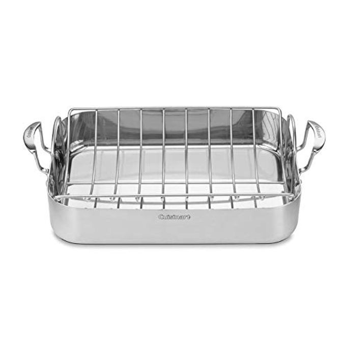 Cuisinart Multiclad Pro Triple Ply Stainless Cookware 16-inch Roasting Pan Skillet, Rectangular Roaster w/Rack - Image 1