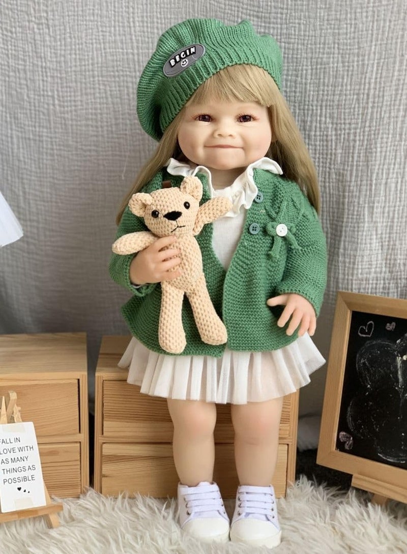 Nano Classic 22-inch 55cm Reborn Baby Doll Soft Full Body Silicone Newborn real like Baby Doll Girl Toy- Green Outfit UK03 - Image 2