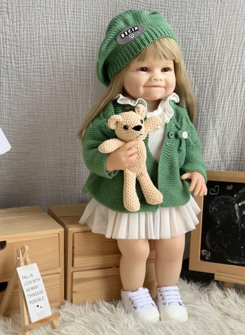 Nano Classic 22-inch 55cm Reborn Baby Doll Soft Full Body Silicone Newborn real like Baby Doll Girl Toy- Green Outfit UK03 - Image 3