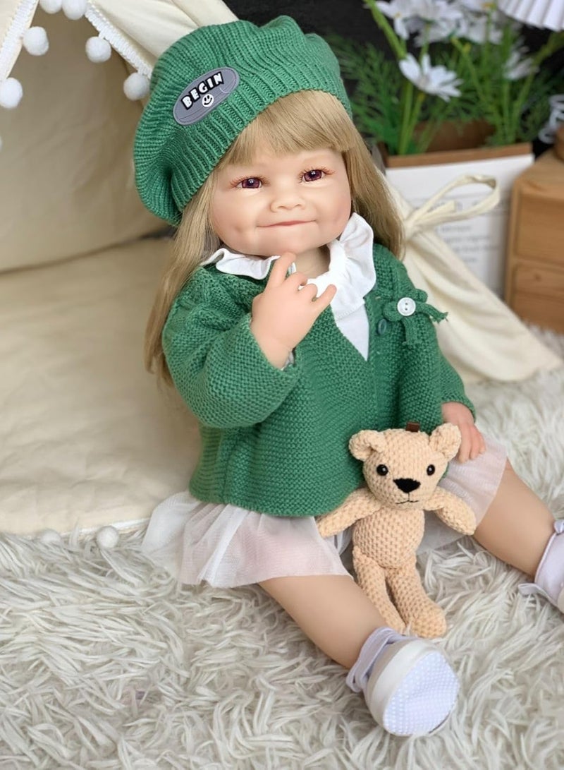 Nano Classic 22-inch 55cm Reborn Baby Doll Soft Full Body Silicone Newborn real like Baby Doll Girl Toy- Green Outfit UK03 - Image 5