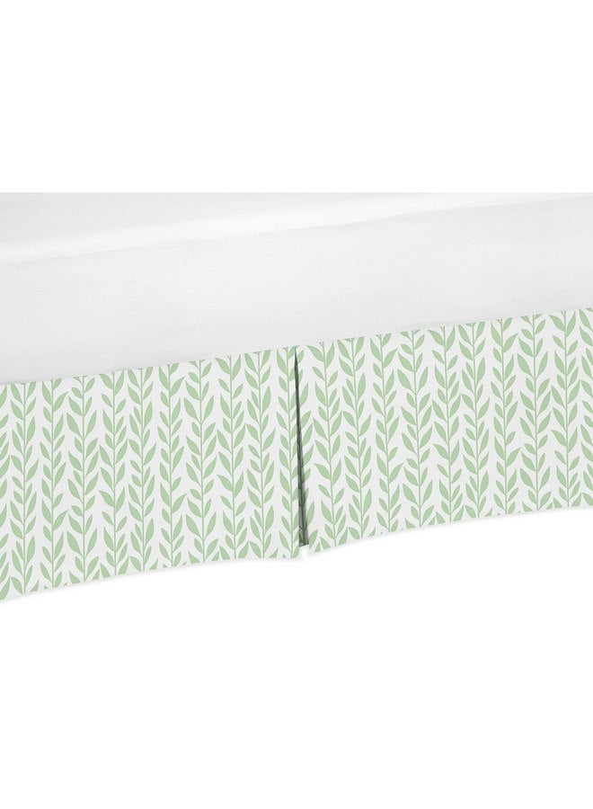 Sweet Jojo Designs Sweet Jojo Designs Green and White Leaf Floral Girl Pleated Baby Nursery Crib Bed Skirt Dust Ruffle - Boho Farmhouse Sunflower Collection 