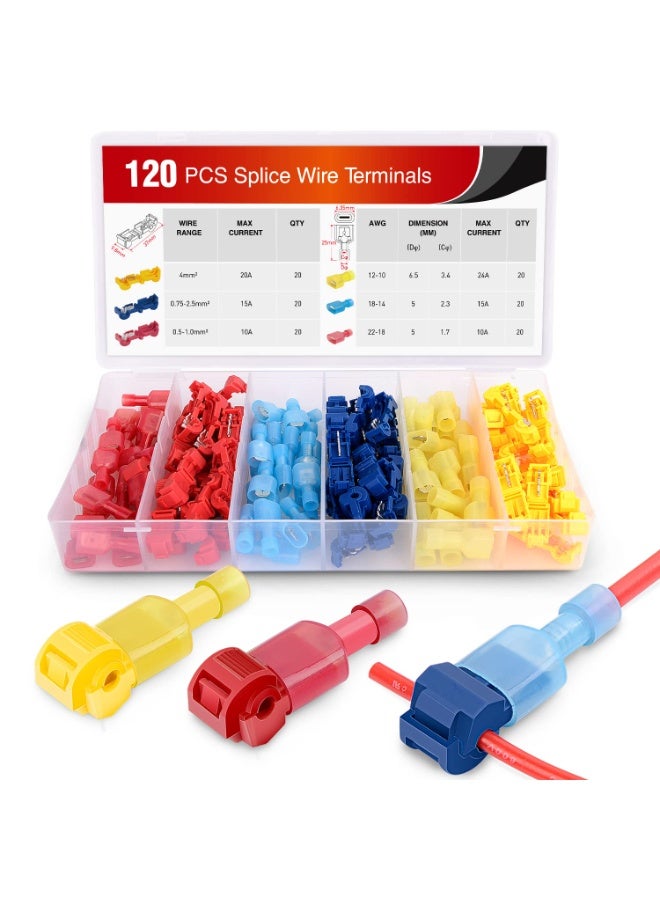Nilight Nilight - 50004R 120 Pcs/60 Pairs Quick Splice Wire Terminals T-Tap Self-stripping with Nylon Fully Insulated Male Quick Disconnects Kit, 2 Years Warranty  - Image 1