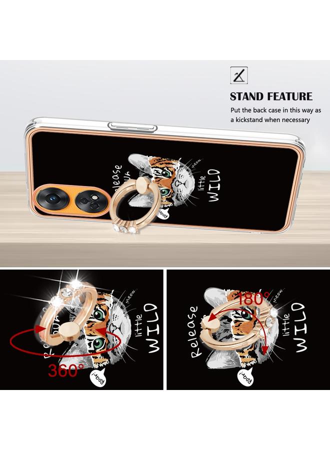 اس-توب جراب لهاتف OPPO Reno8 T 4G مطلي بالكهرباء من الجانبين مع حامل حلقي - Image 3