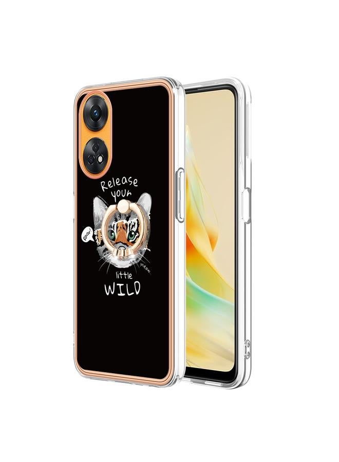 اس-توب جراب لهاتف OPPO Reno8 T 4G مطلي بالكهرباء من الجانبين مع حامل حلقي - Image 2