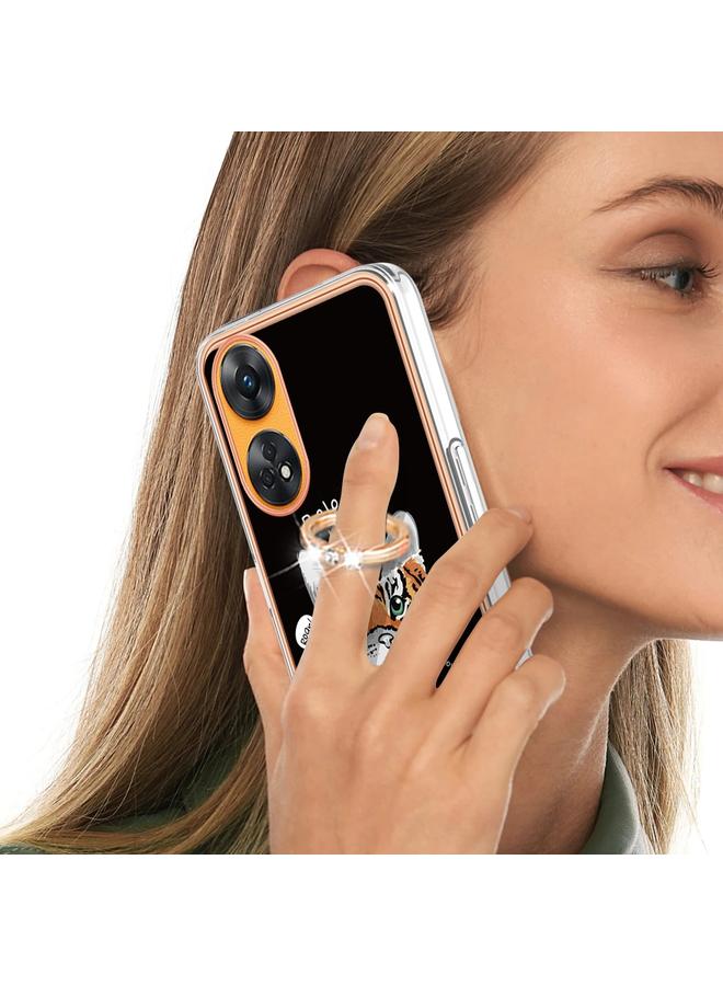 اس-توب جراب لهاتف OPPO Reno8 T 4G مطلي بالكهرباء من الجانبين مع حامل حلقي - Image 5