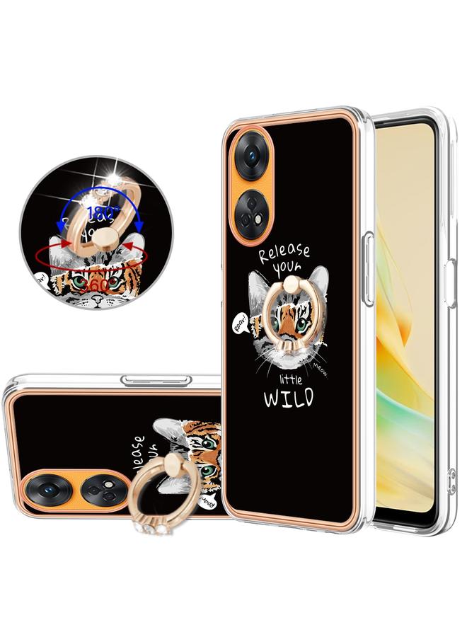 اس-توب جراب لهاتف OPPO Reno8 T 4G مطلي بالكهرباء من الجانبين مع حامل حلقي - Image 1